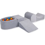 MeowBaby 4-delni penasti igralni komplet ® Foam Playground z majhnim bazenom z žogicami, 100 žogic, žamet, svetlo siva: oranžna/rumena/modra, (21295243) Cene