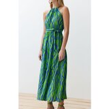 Trendyol Blue Animal Shift Halter Neck Halter Neck Shally Maxi Woven Dress | shoptok.hr