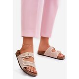 Boto Women'S Fabric Slippers On Cork Platform With Buckles Beige Osoffe | ePonuda.com