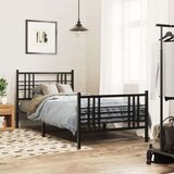 Metalni okvir kreveta uzglavlje i podnožje crni 107x203 cm | shoptok.hr