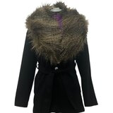 MELY FASHION COLLECTION ženski kaput sa krznom crni | ePonuda.com
