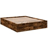 vidaXL Posteljni okvir dimljeni hrast 150x200 cm inženirski les | Shoptok.si