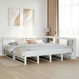  Knjižna postelja brez vzmetnice bela 200x200 cm trdna borovina, (22011674) | Shoptok.si