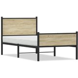 Maison Chic Kovinski Posteljni okvir - Enojna postelja - Postelja za odrasle brez vzmetnice sonoma hrast 100x200 cm, (21695846) Cene