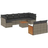  10-dijelni set vrtnih sofa od poliratana s jastucima sivi | shoptok.hr