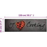  Kuhinjski tepih perivi s natpisom Cooking 45x150 cm baršunasti | Shoptok.si