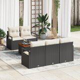 vidaXL 6-delna vrtna kavna garnitura s blazinami Črni poli ratan Acacia Cene