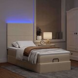 vidaXL Otomanski posteljni okvir z vzmetnico krem 90x190 cm blago, (21610325) | Shoptok.si