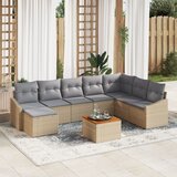 vidaXL 9-dijelni vrtni sofa set s jastučićima Bež Poli ratan Akacija Cijene