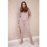 Kesi Insulated set with a sweatshirt tied at the bottom dark beige | shoptok.hr