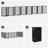 vidaXL Ograda za pse z vrati zložljiva 15 panelov črna 750 cm les | Shoptok.si