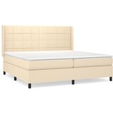 vidaXL Box spring postelja z vzmetnico krem 200x200 cm blago, (20999184) Cene