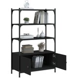 Knjižna omara 3-nadstropna črna 70x30x109,5 cm inženirski les | Shoptok.si