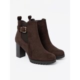 Shelvt Dark brown ankle boots with a decorative buckle | Shoptok.si
