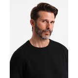 Ombre Men's raglan sweater with ribbed sleeves - black | shoptok.hr