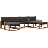 vidaXL Zunanja garnitura za sedenje z blazino 6 pcs Naravna in črna, (5000273129) | Shoptok.si