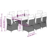  9-dijelni vrtni blagovaonski set s jastucima crni od poliratana Crna 200 x 100 x 74 cm | shoptok.hr