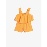Koton Overalls, Shorts with Straps Tiered Frilly Textured