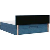 vidaXL Otomanski posteljni okvir z vzmetnico moder 180x200cm žamet | Shoptok.si