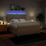 vidaXL Box spring postelja z vzmetnico krem 180x200 cm blago, (21304693) | Shoptok.si