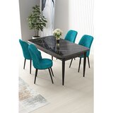 Hanah home Set Trpezarijski sto i 4 stolice Nile, tirkizno-crna | Eponuda.ba