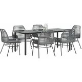 vidaXL Vrtna garnitura - 7-dijelni vrtni blagovaonski set s jastucima poliratan i staklo - Siva 200 x 100 x 74 cm 6 | shoptok.hr