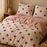 Mila Home Rožnata posteljnina za zakonsko posteljo/podaljšana z rjuho/4-delna 200x220 cm Red Heart – | Shoptok.si