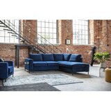 Miuform Temno modra žametna raztegljiva kotna sedežna garnitura (desni kot) Lofty Lilly – | Shoptok.si