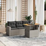 Maison Chic Seti vrtnega pohištva - Vrtna garnitura - Vrtni pohištvo set 5-delna z blazinami siv poli ratan, (21815791) | Shoptok.si