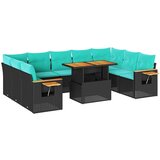  Vrtna sedežna garnitura z blazinami 10-delna črn ratan/akacija, (22048079) | Shoptok.si