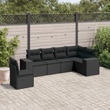 vidaXL 6-dijelni set vrtnih sofa s jastucima crni od poliratana | shoptok.hr