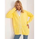 Fashion Hunters Yellow knitted women's sweater with cables