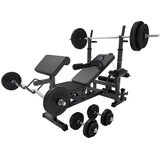 GORILA SPORTS Multifunkcionalna benč klupa dodacima za vežbanje i tegovima 100 kg (Crna) Cene
