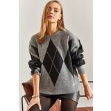 Bianco Lucci Women's Diamond Patterned Knitwear Sweater Cene