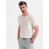Ombre Men's knitted t-shirt with fine texture - white | shoptok.hr