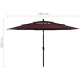  Vrtni suncobran s 3 razine i aluminijskim stupom 3,5 m bordo | Shoptok.si