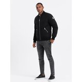 Ombre Men's quilted bomber jacket with metal zippers - black Cijene