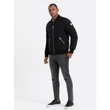 Ombre Men's quilted bomber jacket with metal zippers - black cene