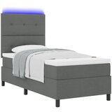 vidaXL Krevet s bazom s madracem i LED svjetlom Tamno siva 100x200 cm Tkanina | shoptok.hr