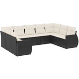  9-dijelni set vrtnih sofa s jastucima crni od poliratana | shoptok.hr