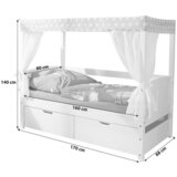 MID.YOU Postelja Z Baldahinom Lino Mini, Bor, Masivno | Shoptok.si