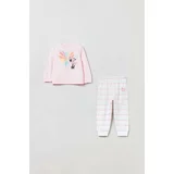 OVS Pižama za dojenčka roza barva