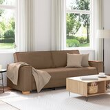 vidaXL Kavč Sedež Svetlo Siva 59 cm Tkanina Rjava Tkanina in les Srednja | Shoptok.si