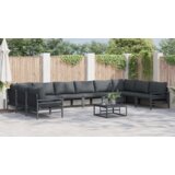 vidaXL Vrtna sedežna garnitura 11 pcs Antracitna Jeklo | Shoptok.si