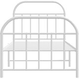 vidaXL Kovinski posteljni okvir z vzglavjem in vznožjem bel 90x190 cm | Shoptok.si