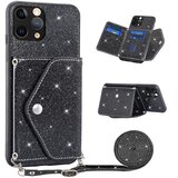 INORCO Ovitek za telefon z držalom za kartice s trikotnim stojalom za iPhone 11 Pro Max 6,5 palčni ovitek za telefon iz PU usnja+TPU v prahu z bleščicami, (22034532) Cene