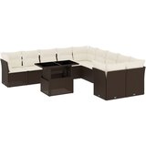  11-dijelni set vrtnih sofa od poliratana s jastucima smeđi | shoptok.hr