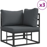 vidaXL Vrtna sedežna garnitura 14 pcs Črna 70 x 70 x 32 cm Aluminij | Shoptok.si