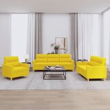 3-dijelni set sofa s jastucima svjetložuti od tkanine | shoptok.hr