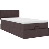  Otomanski krevet s madracem tamnosmeđi 100x200 cm tkanine Siva 100 x 200 cm | shoptok.hr